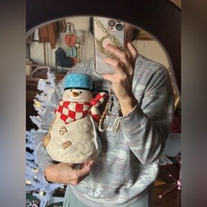 Hallmark Festive Snowman Cookie Jar with Red Scarf